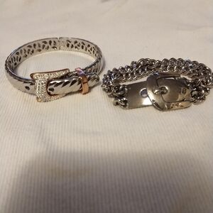 Silver and Rose Gold Buckle Bracelet Set